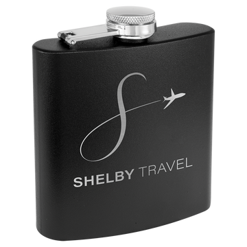 6 oz. Matte Black Powder Coated Stainless Steel Flask